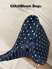 Navy Blue Polka Dot Zipper Storage Bag With Transparent Window, Portable Travel Makeup Bag, Cute Small Organizer Pouch, Suitable For Women And Girls - Navy Blue - View 4