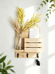 Wooden Letter And Key Storage Rack, Farmhouse Style Entryway Organizer, Multi-Functional Wall-Mounted Key Holder, Living Room And Kitchen Use, Creative Wooden Decorative Storage Rack, Home Entryway Wall Decor Solution - View 8