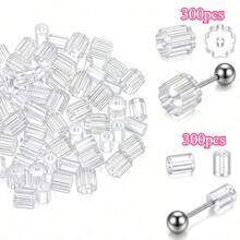 KMEOSCH 100/200/400/600pcs Transparent Silicone Earring Backs Replacement, Soft Earring Plugs, Suitable For Studs And Fish Hook Earrings, Low Sensitivity Secure Lock Backs, Suitable For Heavy Earrings, 2 Sizes - Clear - View 10