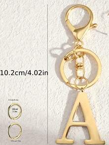 Gold-Plated Letter Keychain, A-Z Letter Key Ring With Heart, Personalized Metal Keychain Designed For Women, Perfect Accessory - Multicolor - View 11