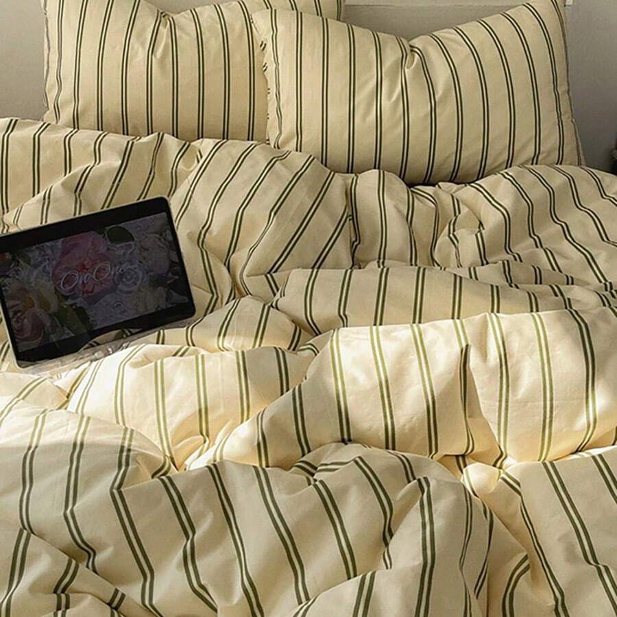 1pc 100% Polyester Back To School Season Minimalist Striped Pillowcase (No Insert) Versatile Machine Washable All Season - Stripes - View 1