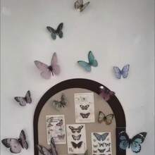 36pcs Watercolor Style 3D PVC Butterfly Set, Bright Color Realistic Wings, Easy To Stick And Hang, Suitable For Wedding, Celebration Backdrop, Wall Decor, Photo Booth Atmosphere Decoration, Layered Effect - Multicolor - View 7