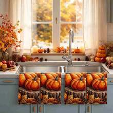 2/4/48pcs Autumn Series Realistic Oil Painting Pumpkin/Tree Stump Pattern Printed Kitchen Towels - Super Soft, Highly Absorbent Polyester Dish And Hand Towels, Perfect For Holiday Decor, Kitchen Decor, Party Decor. - Multicolor - View 3