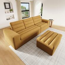 Modulsoffa L-Form, Orange 4 Sittplatser - Ingen Montering Krävs - Orange 4-sits - Visa 6