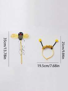 Little Bee Wings 3pcs Set, Bee Headband Magic Wand Wings Costume Set, Halloween Party Animal Cosplay Performance Props - Multicolor - View 6