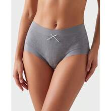 5-Pack Women's High Waist Ribbed Panties, Bow Decor, Odor Resistant, Breathable, Skin Friendly, Soft Stretch, 3D Hip Shaping, Daily Wear - Multicolor - View 8