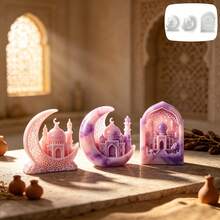 1pc House Resin Silicone Mold, Embossed Moon Castle Villa Shaped Candle Silicone Mold, Suitable For Aromatherapy Candles, Plaster Products, Cement Crafts, Epoxy Resin Drip Glue Decorations, Clay And Soap Molds, DIY Handmade Materials And Tools, Home Decor Ornaments. Various Holiday Gift Items. - Multicolor - View 6