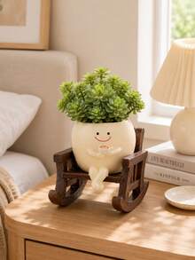 1件搖椅造型多肉植物盆栽樹脂工藝裝飾品，咖啡花盆，桌面裝飾，花園庭院花盆 - A - 查看 3