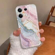 1 pieza Funda de teléfono minimalista con patrón de mármol de concha, alta transparencia, anti-caída, anti-rayones, anti-huellas, carcasa suave de TPU transparente, protección de lente de cámara, compatible con Apple, Nothing, Pixel, funda protectora - Multicolor - Ver 3