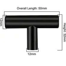 10pcs Matte Black T-Shaped Pulls, Powder Coated Stainless Steel Drawer Handles, Includes Installation Hardware, Suitable For Cabinets And Drawers, Multi-Functional Home Renovation Accessories - Multicolor - View 12