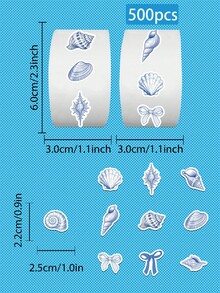Ocean Themed Roll Stickers 500Pcs, Waterproof PVC Decals For Water Bottles, Laptops, Luggage, Tablets, Fridge, Phone Cases, Gift Sealing - A - View 4