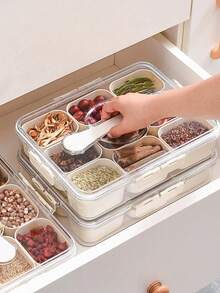 2/4/8 Compartment Snack Box, Portable Travel Cold Cut Meat Board With Lid, Refrigerator Food Storage Container, Snack Organizer Box, Divided Storage Box, Salad Box, Extend Food Freshness, Home Storage Organizer - Multicolor - View 4