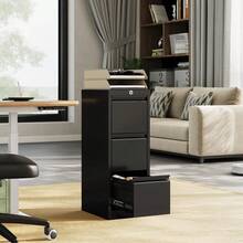 Mueble oficina archivero acero 3 cajones con candado para documentos A4 F4 Letter Legal, guardado  y ordenado de archivos - Negro - Ver 7
