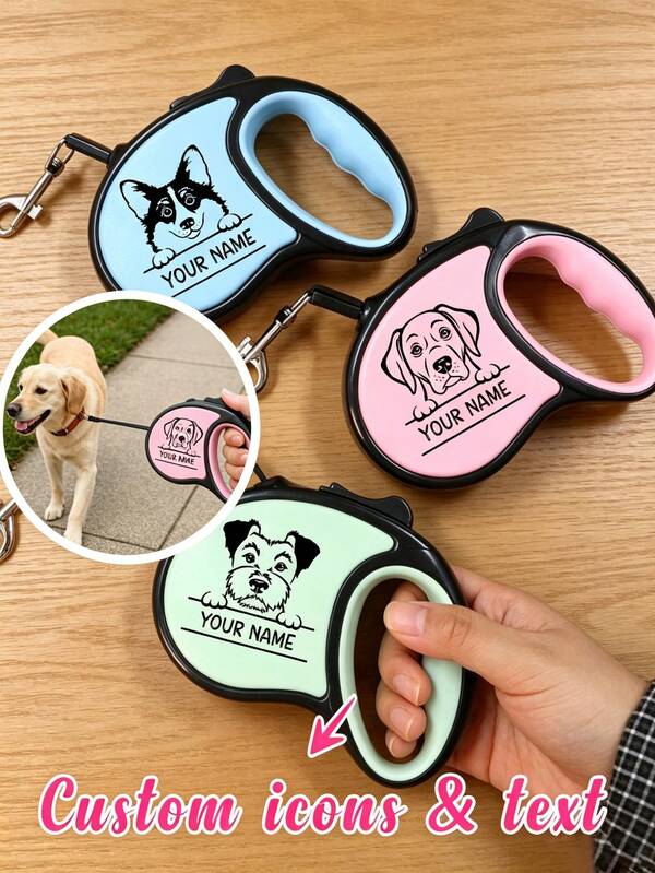 Personalized Custom Name Retractable Dog Leash For Small Medium Dogs Cats, Ideal Birthday Halloween Christmas Gift For Pet Lovers