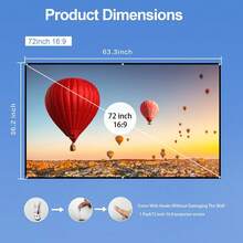 Projector Screens: 60/72/84/100/120/150 Inch,Portable, Foldable Projector Screens; 16:9, 4K, 3D; Indoor And Outdoor Movie Screens; Double-Sided Projection Screen For Home, Parties, The Office, And Classrooms-A Back-To-School Essential - 60inch - View 4