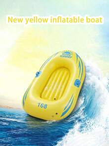 1pc Summer Sky Blue Creative Blue & White Inflatable Boat, Single Person Inflatable Boat, Water Sports Single Boat, Suitable For Amusement Parks, Swimming Pools, Shallow Waters, Multiple Ways To Play, Water Toy, Pool Party Essential - Multicolor - View 12
