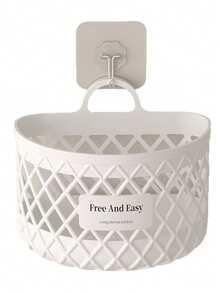 No-Drill Wall-Mounted Hollow Storage Basket, Multi-Functional Plastic Drainage Storage Bin For Home, Kitchen Onion Ginger Garlic Vegetable Organizer, Bathroom Toiletries Storage Basket, Dorm Wall Clutter Organizer - View 7