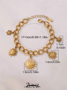 1pc Stainless Steel Sun Charm Bracelet For Women Fashion Simple 18K Gold Plated Multiple Charm Bracelets Jewelry - Bracelet - View 2
