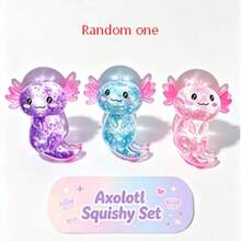 1pc (Random Color) Maltose Color Sequin Salamander Squishy Toy Set, Soft Transparent Silicone Salamander Squeeze Toy, Filled With Glitter, Slow Rebound, Suitable For Children And Adults To Relieve Stress And Anxiety - Multicolor - View 15