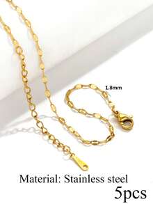 5 Pcs 18K Gold-Plated Stainless Steel Cross, Coiled Snake, And Box-Shaped Necklace Chains For DIY Pendant Jewelry Making Materials - Chain - View 16