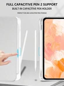 1件透明壓克力三折式橘色平板保護殼，相容 iPad Mini6/Mini7/Air/Air2/9.7/10.2/10.5/10.9 (Air4-Air8)/Pro 11/10th Gen/A16/Pro 11 2024，翻蓋平板保護套，透明壓克力背殼，三折支架，睡眠/喚醒功能，內置筆槽，不含筆，部分機型附相機框 - 橘色 - 查看 6