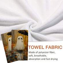 2/4/48pcs Halloween Series Autumn Rainforest Umbrella Ghost Pattern Printed Kitchen Towels - Ultra Soft, Highly Absorbent Polyester Tablecloths And Hand Towels, Perfect For Holiday Decor, Kitchen Decor, Party Decor. - Multicolor - View 6
