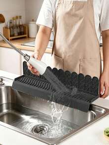 3/2/1pc Silicone Sink Splash Guard With Suction Cups, Sink Edge And Faucet Undermount Water Barrier, Extra Tall And Long Hanging Splash Guard Silicone Sink Water Barrier Suction Cup Non-Slip Water Divider For Washbasin - View 7
