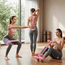 Home Fitness Set, Includes 8-Figure Posture Corrector, Yoga Resistance Bands And Foot Pedal Strength Rope, Suitable For Full Body Shaping And Stretching Exercises, Ideal Gift For Mother, Wife, Girlfriend And Fitness Beginners - Multicolor - View 6