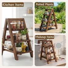 Soporte de madera para magdalenas de 3 niveles, juego de mesa de postre plegable, juego de columpios para embutidos, aperitivos, frutas, perfecto para bodas, cumpleaños, fiestas - 1 - Ver 5