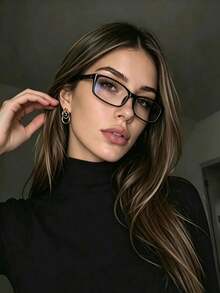 1 Pair Compact Rectangular Glasses, Suitable For Computer, Gaming, TV, Smartphone Use; Lightweight Transparent Frame, Fashionable Style - Multicolor - View 6