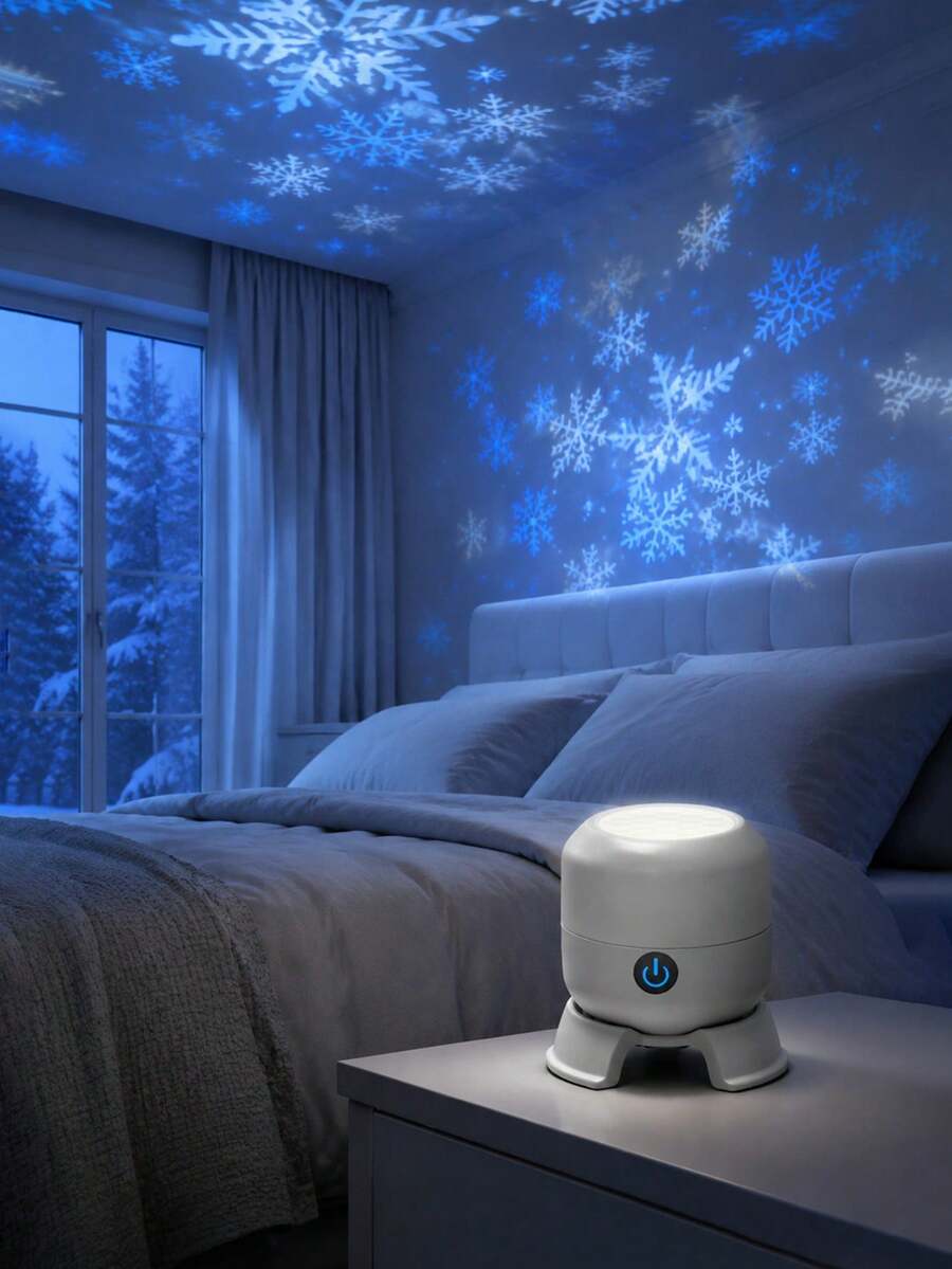 LED Dynamic Projection Light, Creative Ocean, Snowflake, Snowman Projection Night Light, Suitable For Room, Living Room, Party, Holiday, Birthday Decoration Gift Atmosphere Projection Light - Projector Lamp - View 1