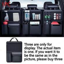 Black Leather Car Seat Back & Trunk Organizer - Multi-Pocket Design, Waterproof Surface, Durable, Heavy Duty, Easy To Clean, Suitable For SUV, Sedan And Hatchback, Can Hang And Store Miscellaneous Items - 1783 Leather Trunk Organizer - View 10