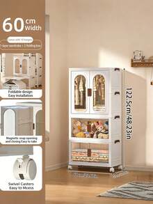 60CM2/3/4Layer Stackable and detachable wheeled makeup storage cabinet. Large-capacity organizing cabinet for storing a complete set of makeup products. Makeup storage set. Storage and organization. - Ver 8