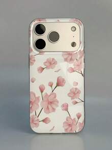 1pc Pink Floral Pattern Design Phone 17 Pro Max Phone Case, Compatible With Phone 16 Pro Max, 15 Pro Max, 14 Pro Max, Korean Style High-End Fashion Fun Phone Case, Compatible With 11/12/13/14/15/16 Pro Max Plus, Elegant Design Suitable For Men And Women, Perfect Gift For Girlfriend On Christmas, Valentine's Day, Easter, Wedding Season And Birthday! - White - View 1