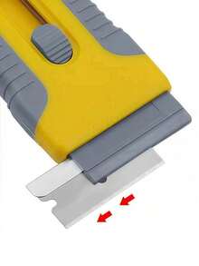1pc Dual-Color Cleaning Scraper, Suitable For Kitchen, Bathroom, Home Use, Retractable Glue Remover Small Shovel, Car Film Glass Multi-Function Tool, Floor Scraper, Wallpaper Removal Shovel - Yellow - View 4