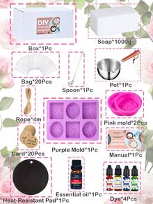 Handmade Soap Making Kit, 1000g White Soap Base With Complete Handmade Tools And Molds, Fragrance Oils And Pigments DIY Raw Material Set, Suitable For Beginners, DIY Handmade Supplies - Soap - View 2