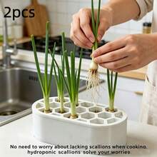 2pcs Hydroponic Green Onion Growing Kit, Soilless Reusable Green Onion Growth Container With Multi-Hole Lid, Suitable For Desktop And Windowsill, Ideal For Small Home Gardening Beginners - Multicolor - View 1