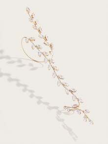 Altistry 1pc Women's Minimalist Style Rhinestone Finger Chain Bracelet, Fashionable & Versatile - Gold - View 2