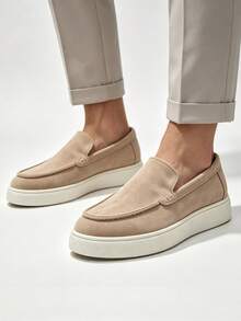 Men's Casual Shoes Suede Loafers Classic British Style Lightweight Soft Flat Shoes - Apricot - View 7
