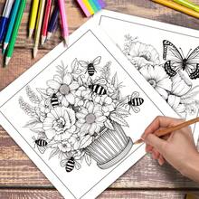 Tlenpo 1 Book, Butterfly & Mandala Pattern Adult Coloring Book - 1 Book 20 Pages, 8.3 X 8.3 Inches, Used For Adults To Relieve Stress, Anxiety And Other Emotions, Holiday Gift, Back To School Gift, Christmas Gift, Halloween Gift, Also A Perfect Choice For Many Other Holiday Gifts (Accessories Not Included) - A - View 6