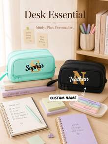 Large Capacity 4-Layer Pencil Case, Supports Personalized Name Customization, Suitable For Male And Female Students, Office Stationery Storage, Multi-Compartment Stationery Bag, Pencil Case Storage Bag - Multicolor - View 2