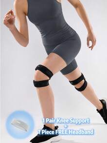 VBOSI 1 Pair Knee Supports With 1 Piece Sports Headband, 3 PiecesWomen Men Fitness Set, Lightweight Gym Accessories For Running, Walking, Squats, Cycling And Daily Workouts, Women Men - Multicolor - View 12