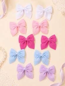 10pcs Multicolor Minimalist Bow Hair Clips, Sweet Bow Hair Clips, Gentle Hair Clips, Exquisite Hair Accessories, Suitable For Girls' Daily School Wear Gifts - Multicolor - View 7