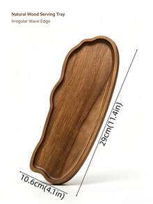 Asymmetrical Wavy Edge Solid Wood Serving Tray, Long Wooden Sushi, Dumpling, Appetizer Platter, Multi-Functional Decorative Food Display Plate, Wavy Edge Japanese Cuisine Wooden Platter, Dumpling Snack Display Wooden Tray - View 8