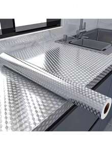 1 Roll Waterproof & Oil-Proof Kitchen Sticker - Self-Adhesive Wallpaper, Heat Resistant, Self-Adhesive Wall Panel, Kitchen Splash Guard Liner For Drawers And Walls, Under Sink Drawer Liner, Wall Decoration, Home Wall Panel Wallpaper - View 8