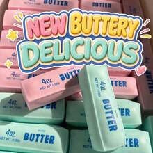 Colors Butter Stick Squishy, 4oz Realistic Butter Bar Shape, Soft Squeezable Fast Rebound Stress Relief Fingertip Toy, Pink Green Yellow Optional, Crispy Touch, Decompression Squeezing Sound, Desktop Gadget, ASMR Prop, Creative Gift, Non-Edible - Multicolor - View 2
