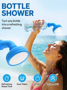 Portable Water Bottle Shower Head Adapter, Universal Water Bottle Shower Sprayer, Suitable For Outdoor Camping, Travel, Beach, Hiking And Pet Bathing, Lightweight Handheld Rinsing Tool For Personal Cleaning And Outdoor Activities - Multicolor - View 5
