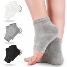 Set de 3 Pares de Calcetines de Gel para Talones, Calcetines Hidratantes sin Dedos para el Cuidado de Talones Secos y Ásperos - Gris - Ver 1