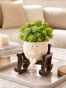 1件搖椅造型多肉植物盆栽樹脂工藝裝飾品，咖啡花盆，桌面裝飾，花園庭院花盆 - A - 查看 4