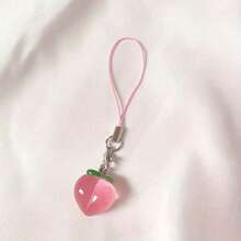 5 Pcs Cute Transparent Peach Phone Charm Strap, Mini Fruit Pendant For Earphone Case And Bag Decor - Multicolor - View 5